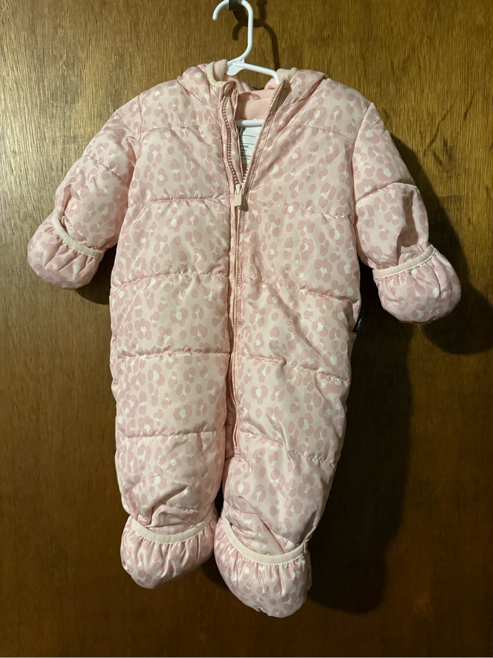 GAP Pink Leopard Print Puffer Snowsuit